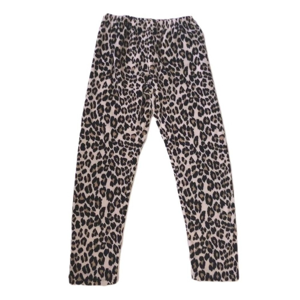 Childrens Place Leopard Print Velour Leggings sz M 7/8 Girls Soft Feel Comfort